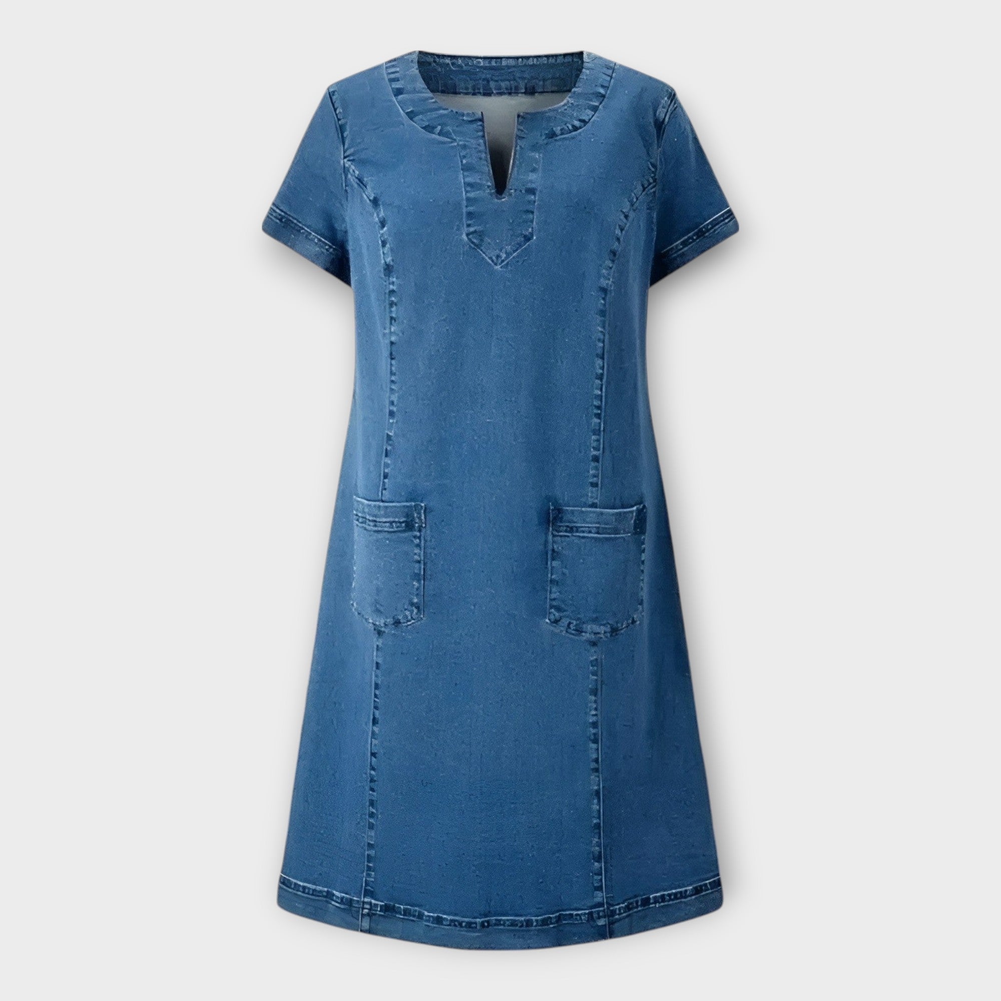 Robe en Jean avec Poches et Décolleté en V