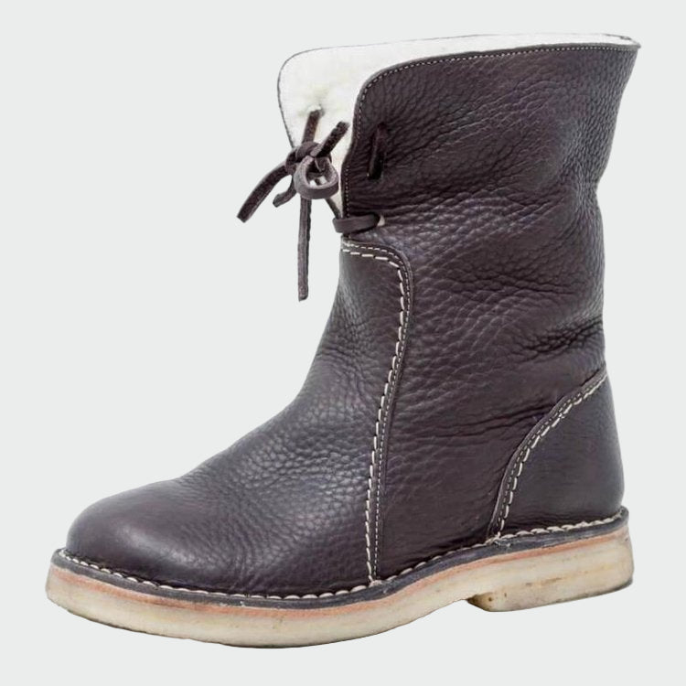 Bottines en cuir imperméable avec doublure en laine