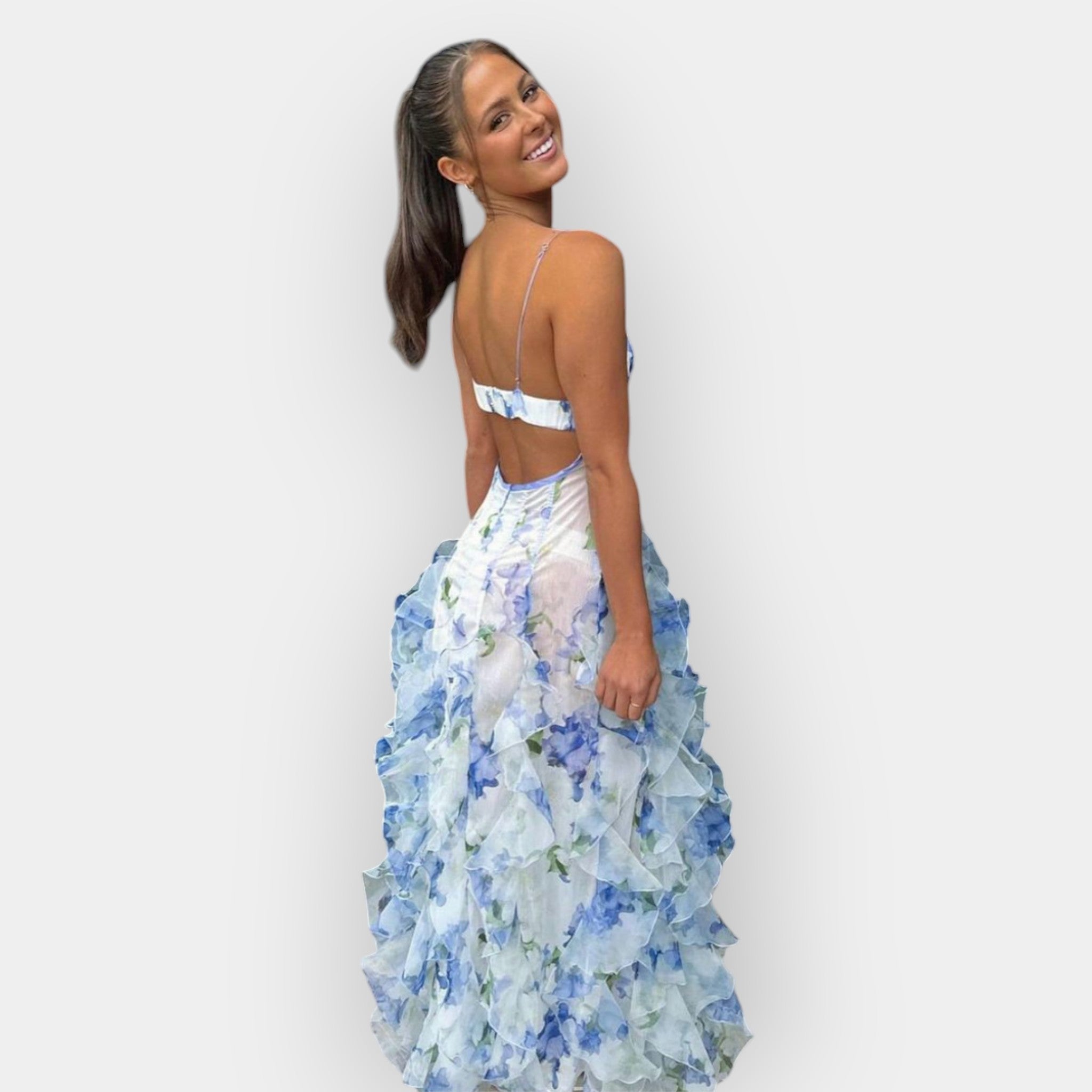 Robe Maxi avec Détails Volants