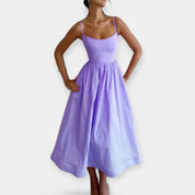 Robe Mini avec Encolure Ronde et Bretelles