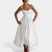 Robe Mini avec Encolure Ronde et Bretelles