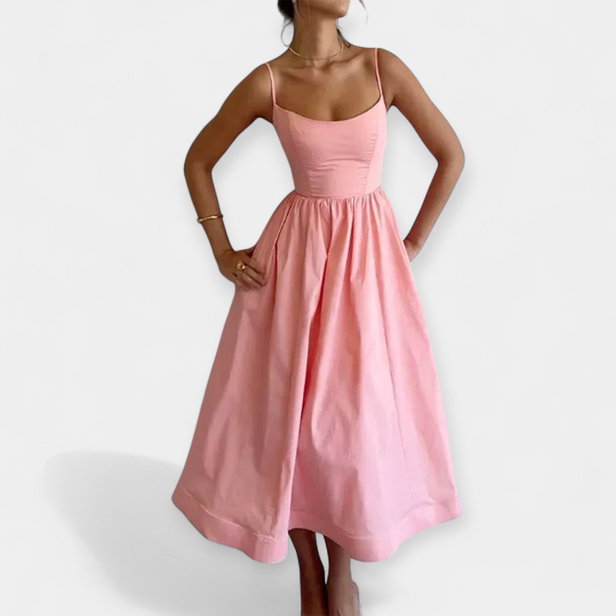 Robe Mini avec Encolure Ronde et Bretelles