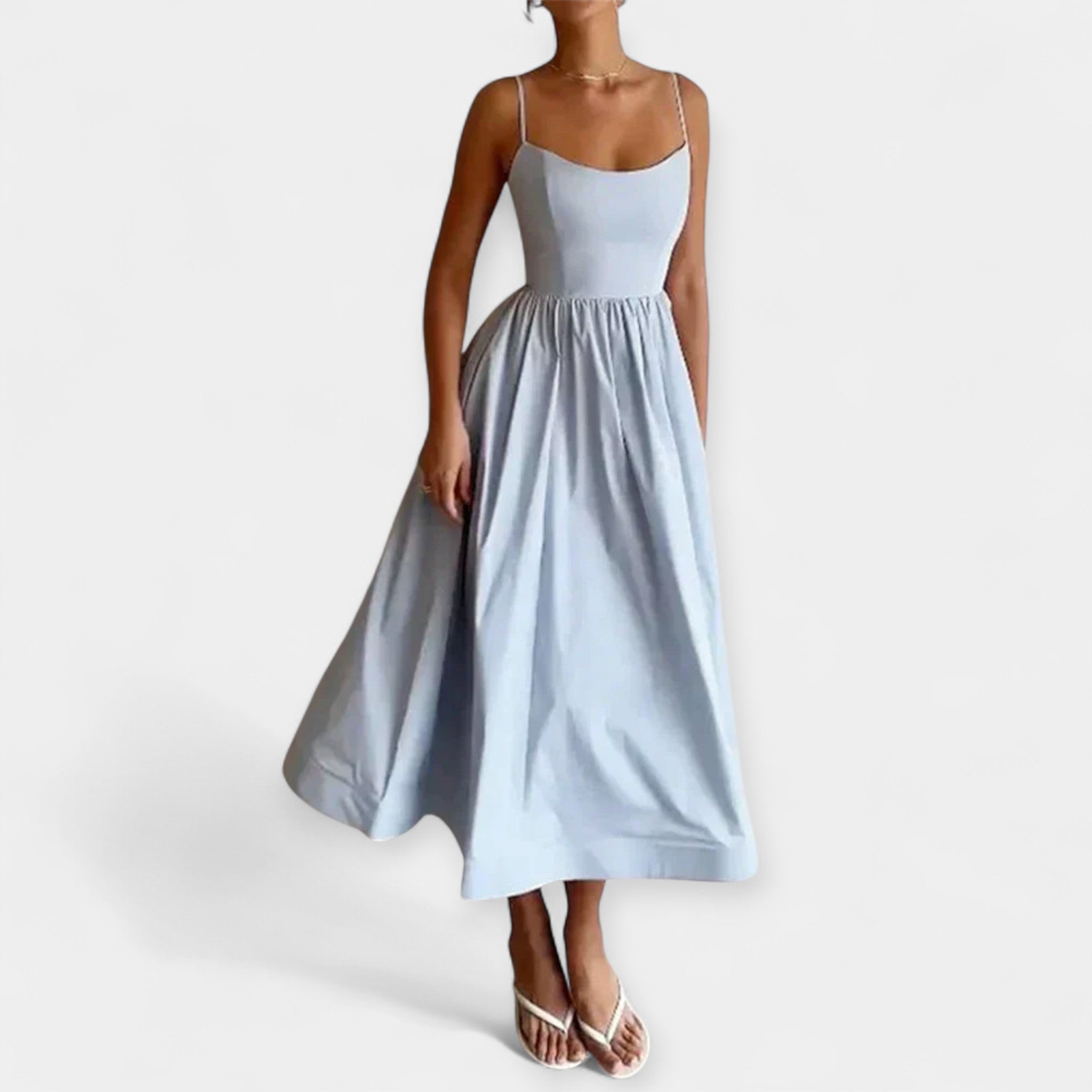 Robe Mini avec Encolure Ronde et Bretelles