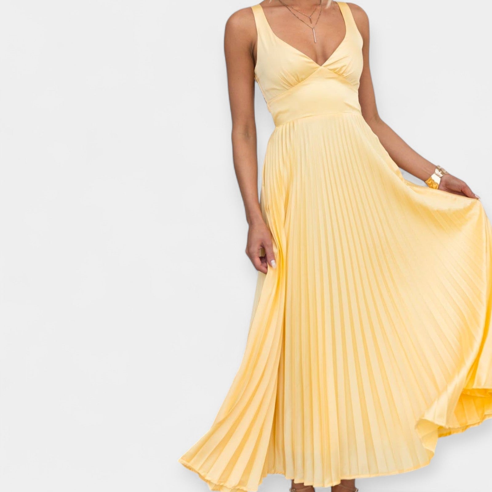 Robe Maxi Jaune Dos Ouvert
