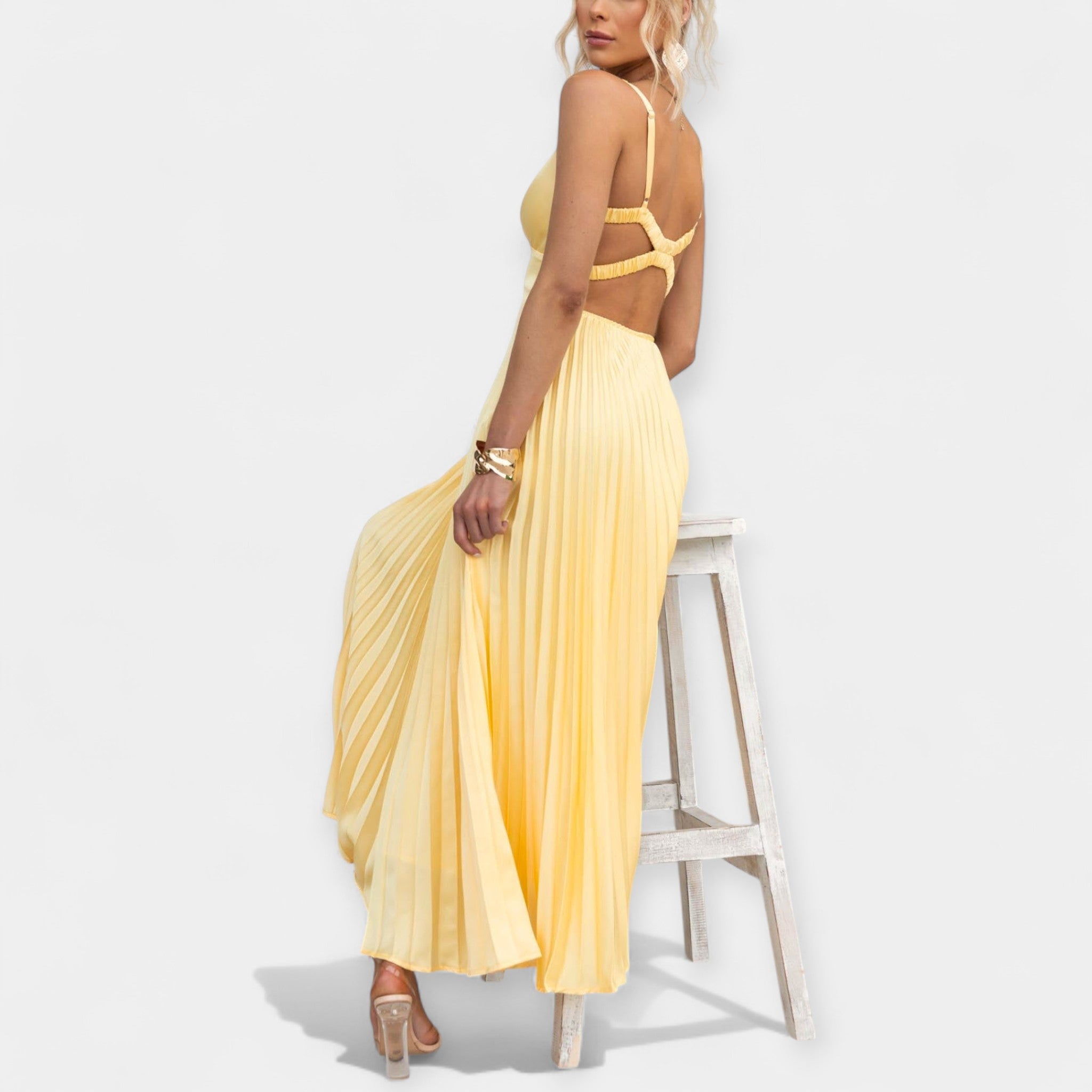 Robe Maxi Jaune Dos Ouvert