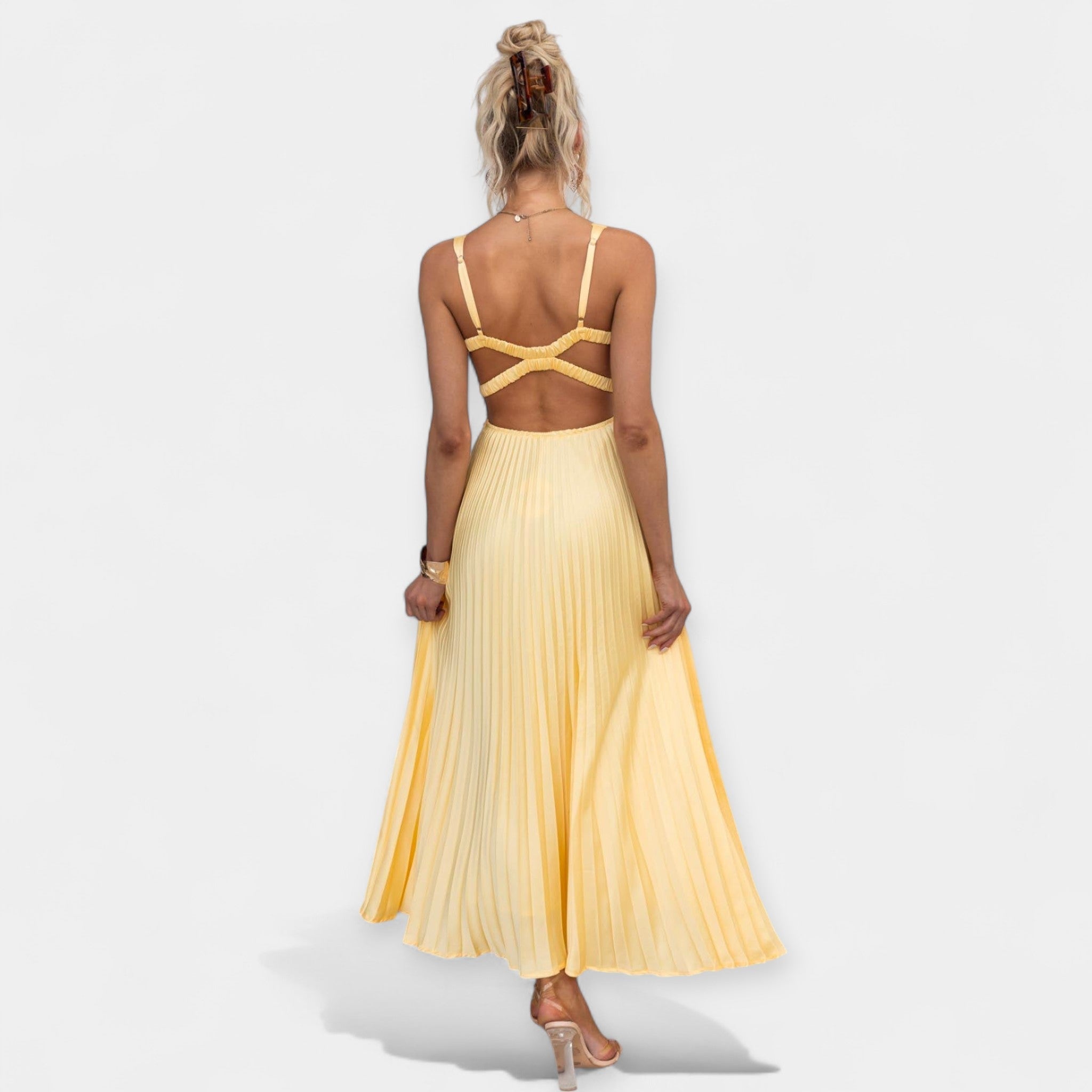 Robe Maxi Jaune Dos Ouvert