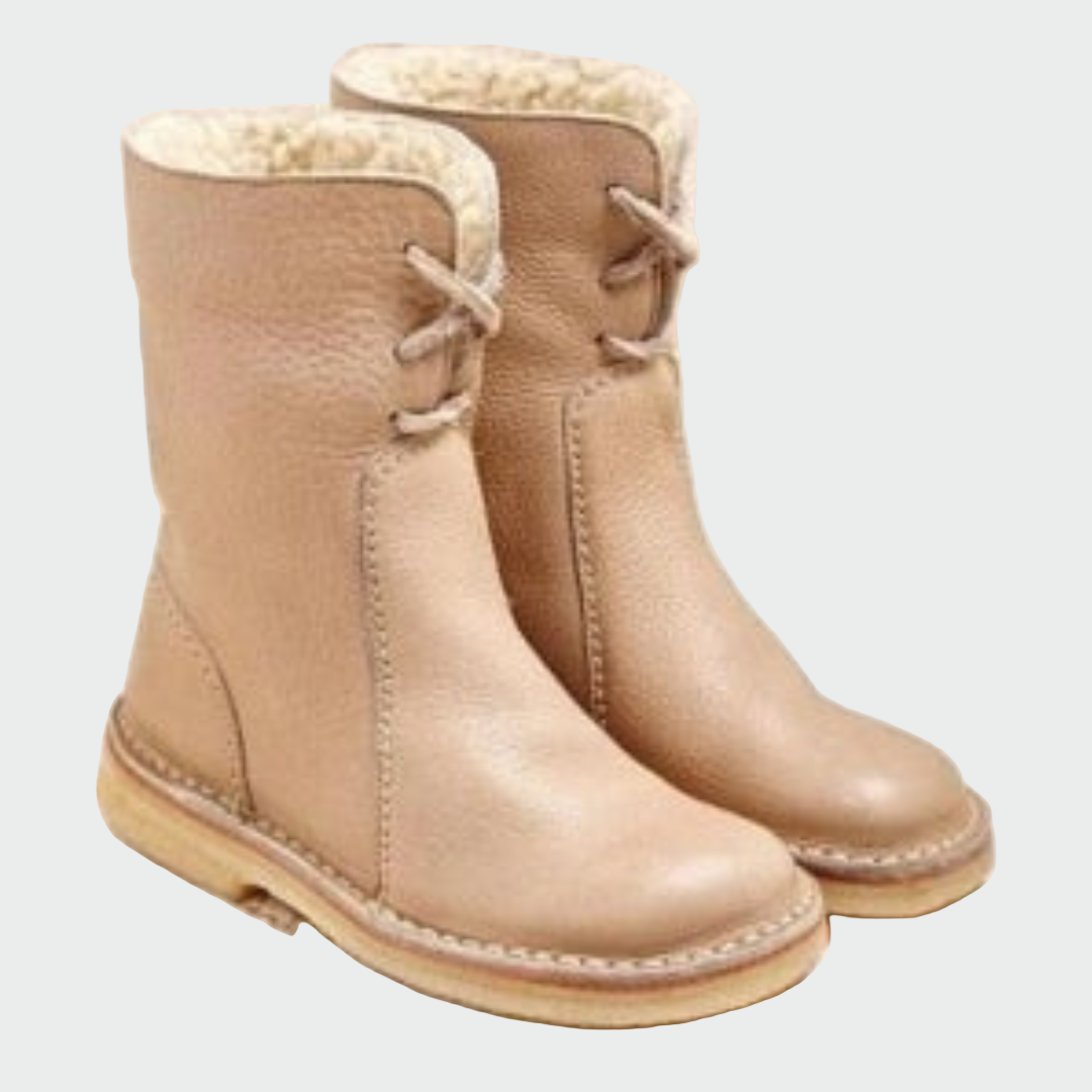 Bottines en cuir imperméable avec doublure en laine
