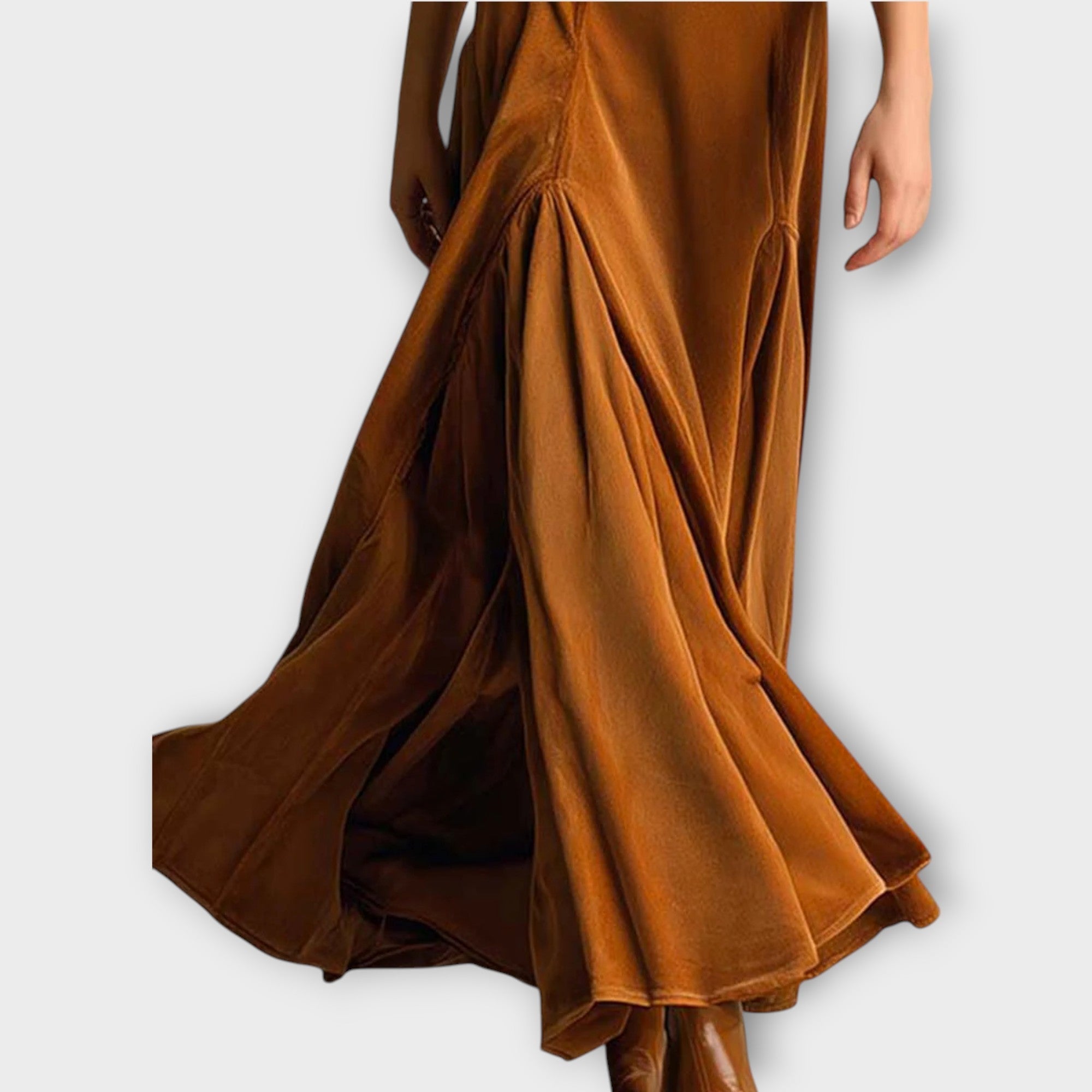 Robe Maxi Vintage en Velours Boutonnée