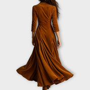 Robe Maxi Vintage en Velours Boutonnée