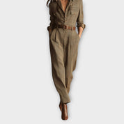 Combinaison Ceinturée à Carreaux Sur Mesure