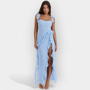 Robe avec Fente et Détails Volants