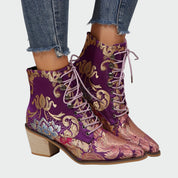 Bottines en Cuir avec Fleurs