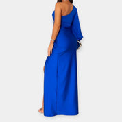 Robe Maxi avec Épaule Asymétrique et Fente