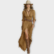 Robe Maxi Boutonnée Élégance Occidentale