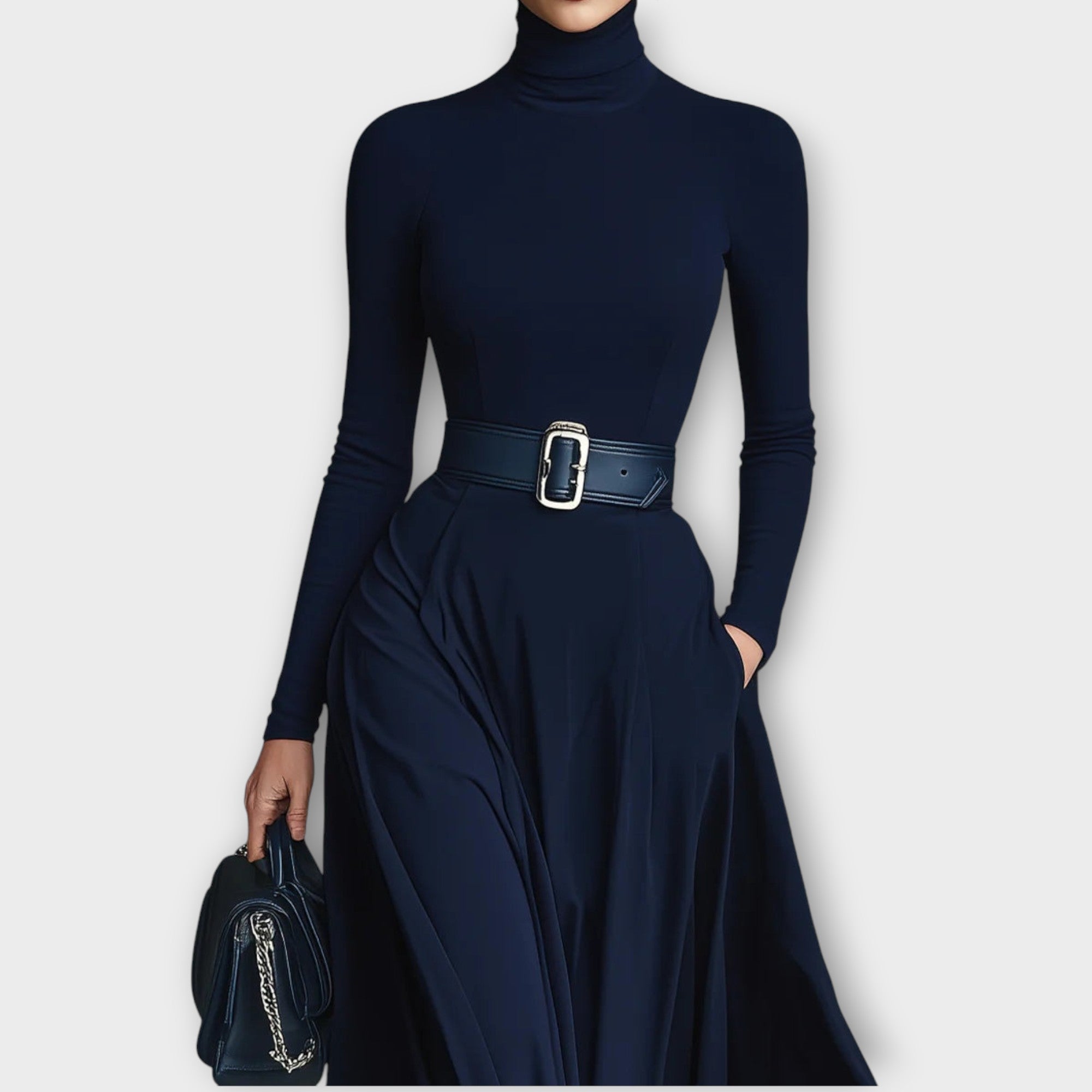 Robe maxi fluide à col montant élégant