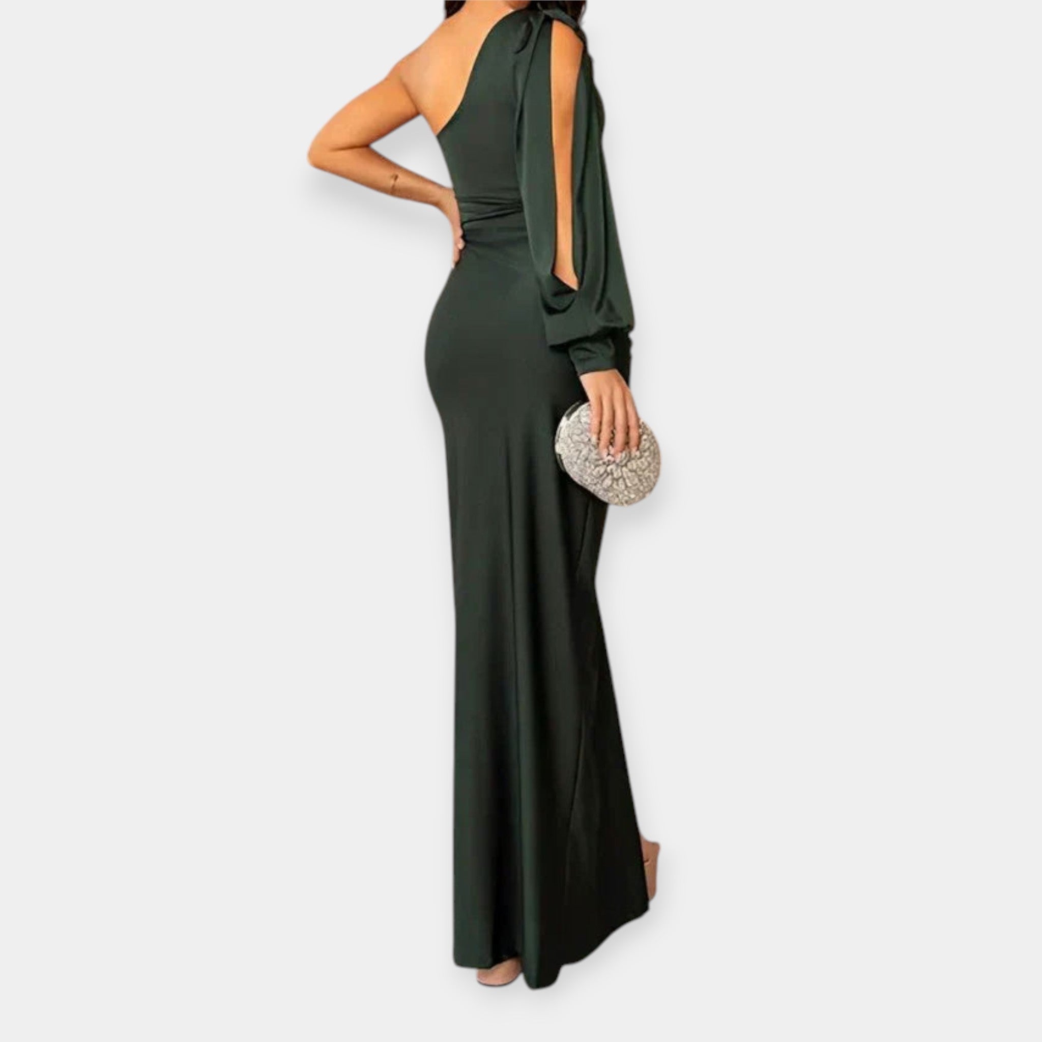 Robe Maxi avec Épaule Asymétrique et Fente