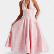 Robe Midi avec Dos Ouvert et Design de Corset