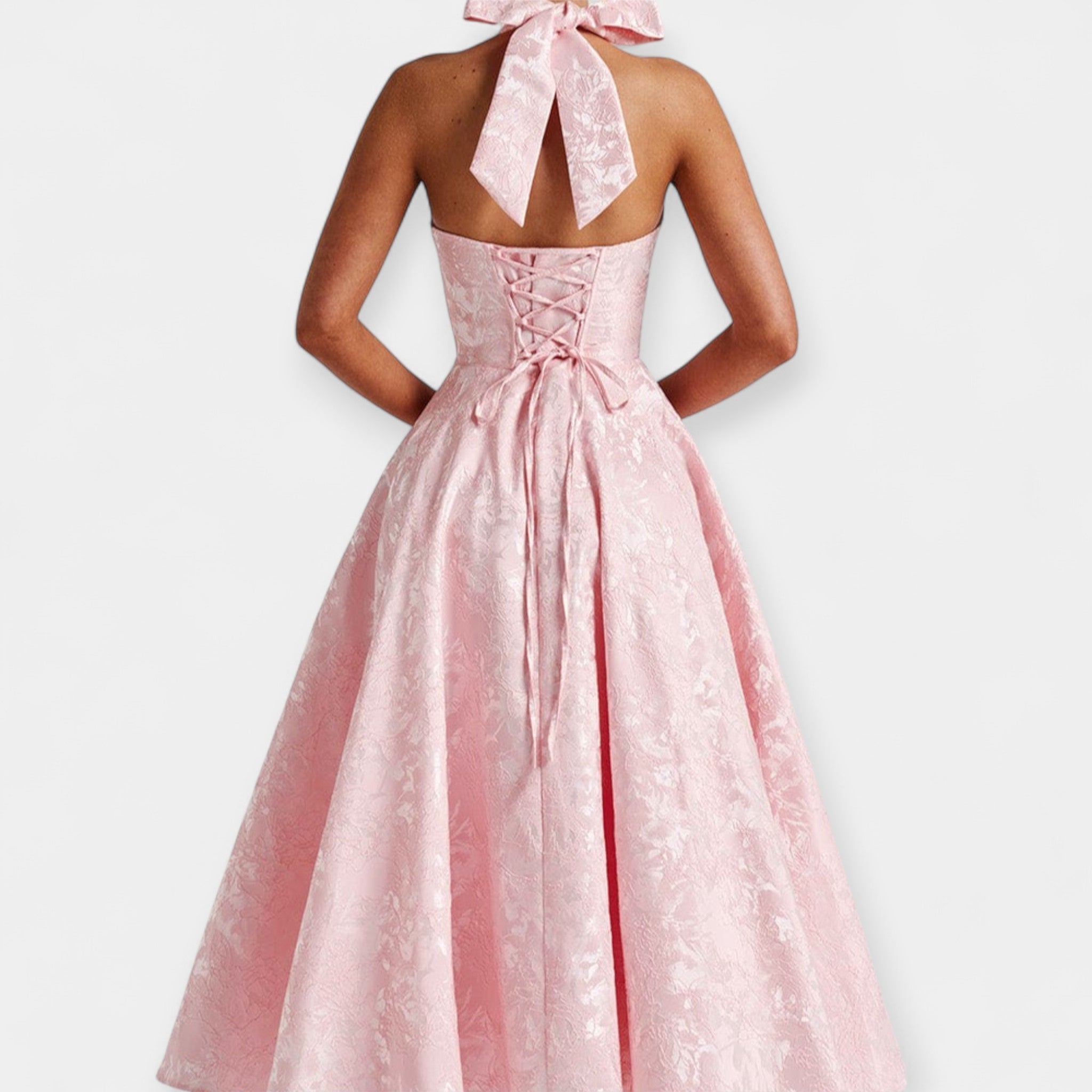 Robe Midi avec Dos Ouvert et Design de Corset