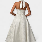 Robe Midi avec Dos Ouvert et Design de Corset