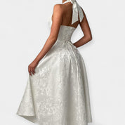 Robe Midi avec Dos Ouvert et Design de Corset