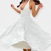 Robe Midi avec Dos Ouvert et Design de Corset