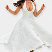 Robe Midi avec Dos Ouvert et Design de Corset