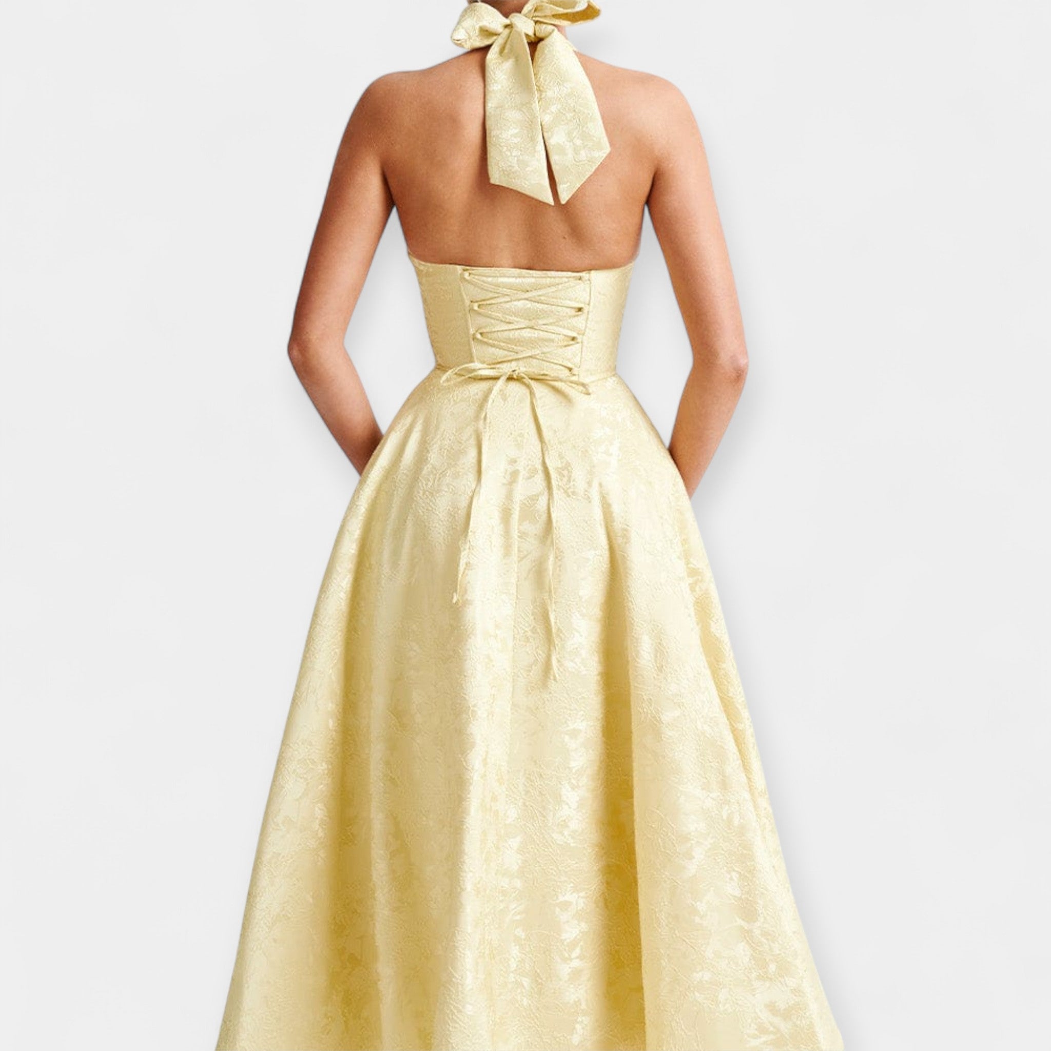 Robe Midi avec Dos Ouvert et Design de Corset