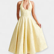 Robe Midi avec Dos Ouvert et Design de Corset