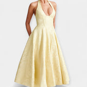 Robe Midi avec Dos Ouvert et Design de Corset