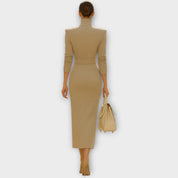 Robe Midi Drapée à Fente Sophistiquée