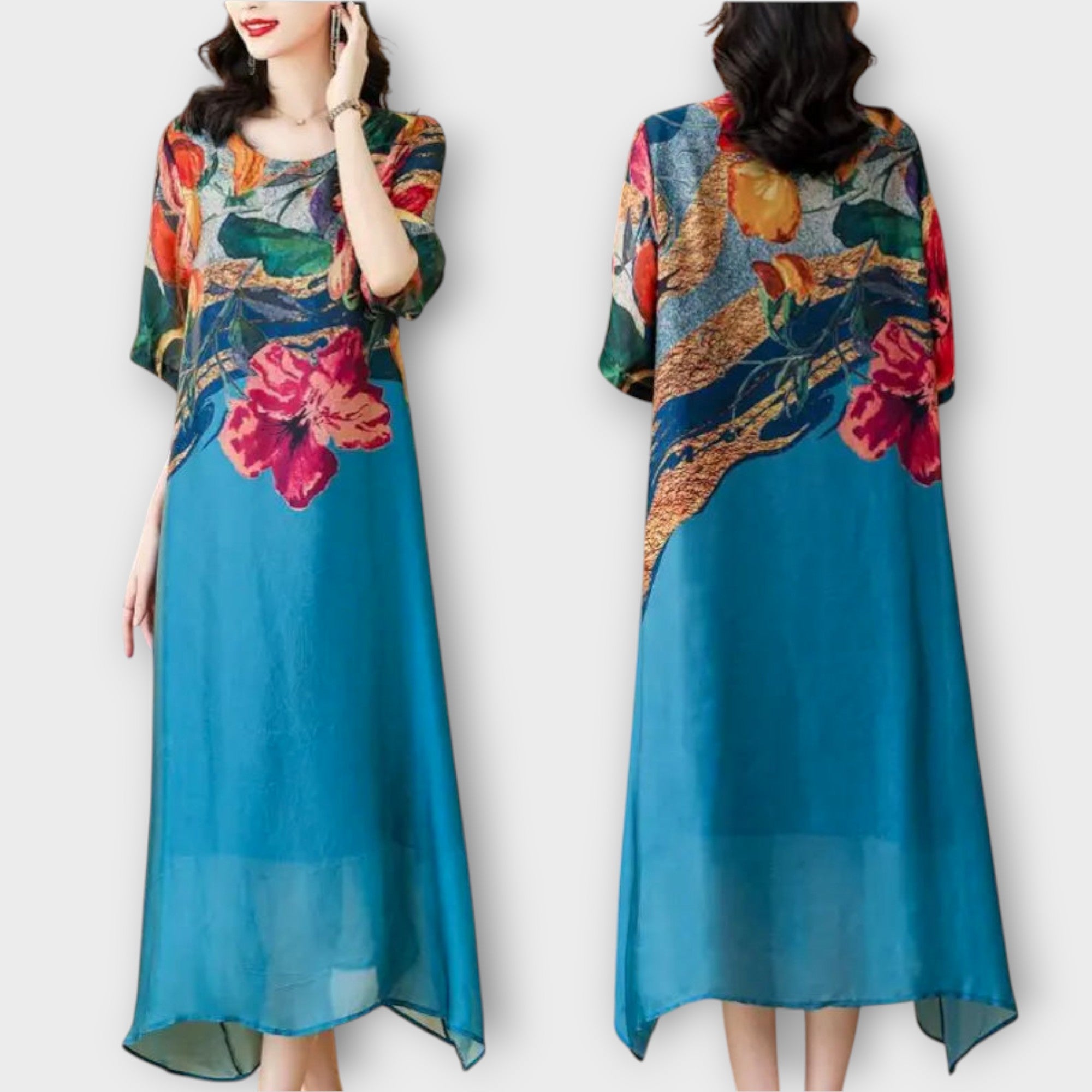 Robe Maxi à Imprimé Floral Élégant