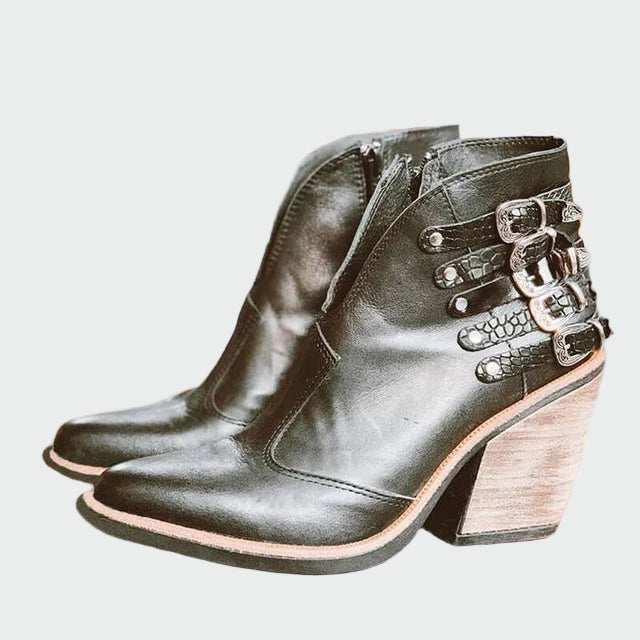 Bottines en cuir rétro