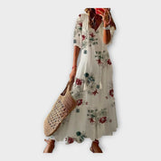 Robe Vintage avec Broderies et Décolleté en V